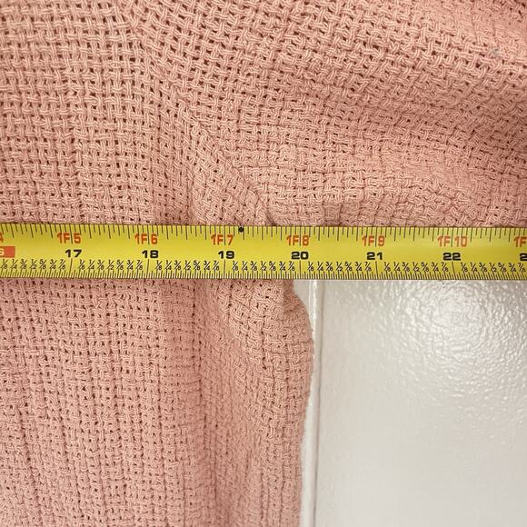 Vtg Pink Waffle Knit Cotton Cardigan Jacket Gauze L Art to Wear Teacher USA Made - Picture 7 of 8